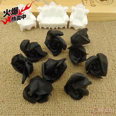 【diy韩版配饰手工黑色玫瑰花朵硬布料发饰手捧花装饰鞋帽花配件】江海区妮娜服饰辅料商行 - 产品库